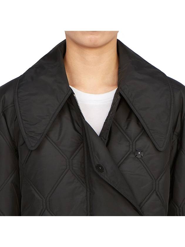 Ripstop Quilt Zip Up Jacket Black - GANNI - BALAAN 11