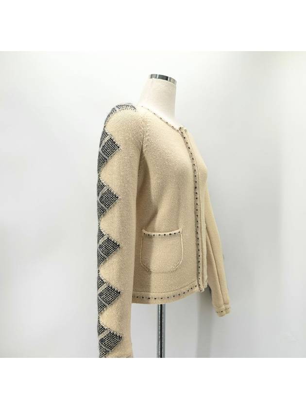 Logo argyle knit zip up jacket - CHANEL - BALAAN 4