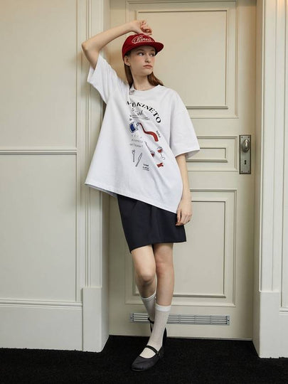 Grand Hotel Restaurant Short Sleeve T-Shirt  White - KINETO - BALAAN 2