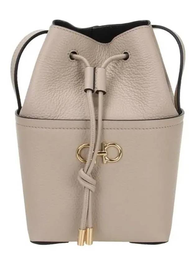 Gancini Mini Bucket Bag Beige - SALVATORE FERRAGAMO - BALAAN.