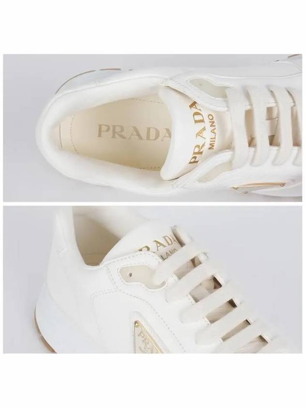 Triangle Logo Nappa Leather Low Top Sneakers Black Ivory - PRADA - BALAAN 5