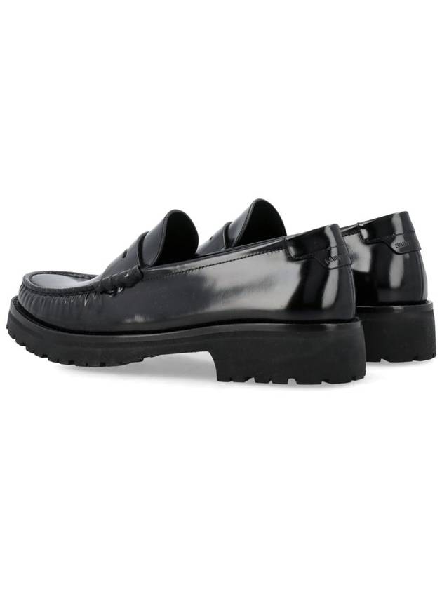 Women's Chunky Penny Slippers Smooth Leather Loafers Black - SAINT LAURENT - BALAAN 5