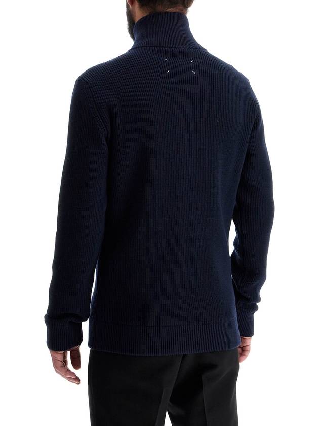 Stitch Knit High Neck Full Zip Up Cardigan Navy - MAISON MARGIELA - BALAAN 4