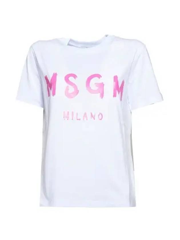 Brushed Logo Short Sleeve T-Shirt White - MSGM - BALAAN 2