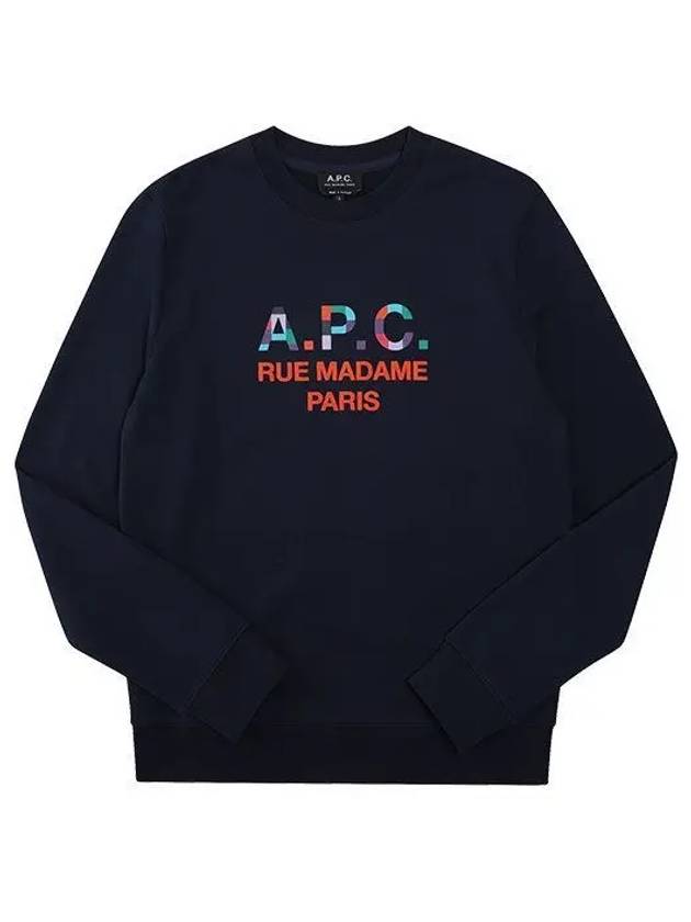 Color Block Logo Sweat Sweatshirt Navy - A.P.C. - BALAAN 2