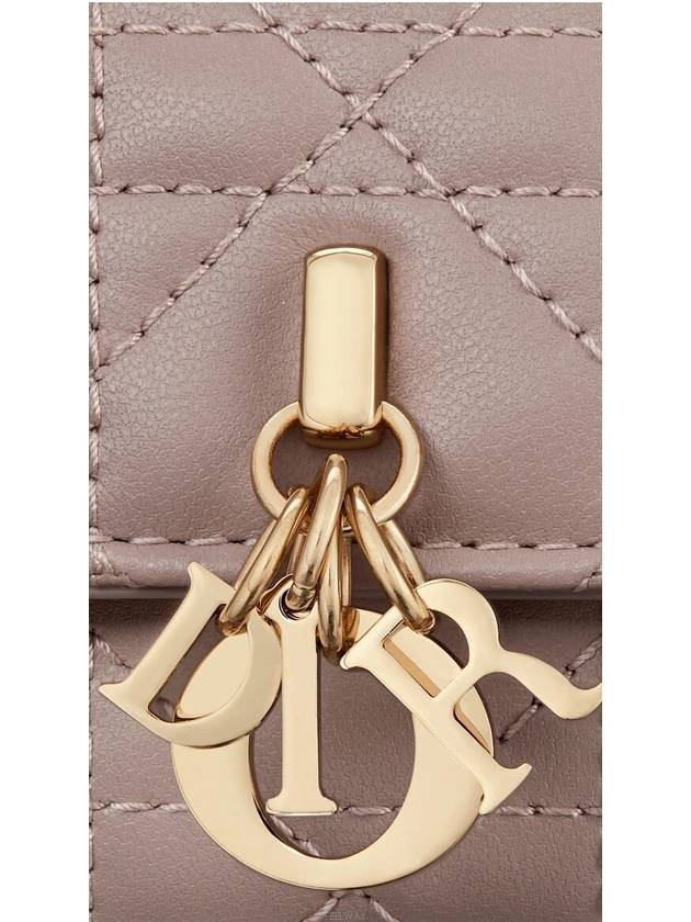 XS Lady Cannage Lambskin Half Wallet Warm Taupe - DIOR - BALAAN 5