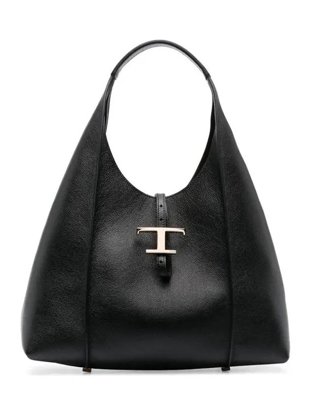 T Timeless Medium Leather Shoulder Bag Black - TOD'S - BALAAN 2