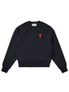 Men's Heart Logo Cotton Sweatshirt Black - AMI - BALAAN 2