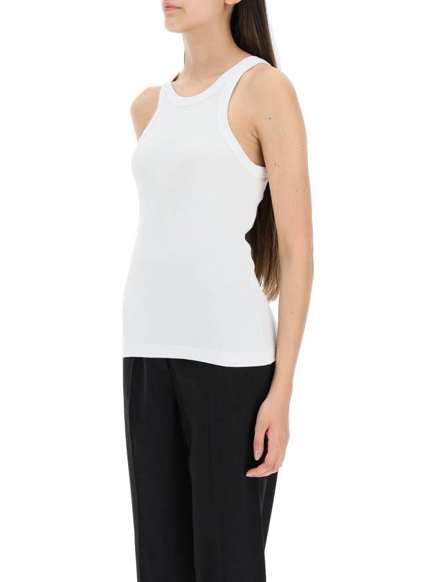 Women's Curved Ribbed Cotton Sleeveless White - TOTEME - BALAAN 4