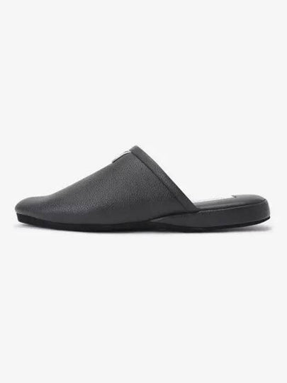 Pebbled Grosgrain Tab Leather Slippers Black - THOM BROWNE - BALAAN 2