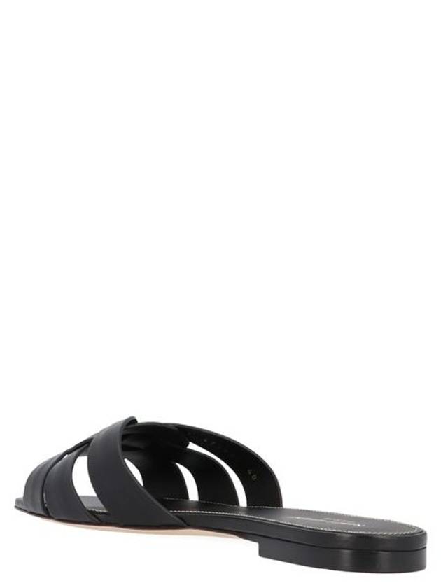 Tribute Smooth Leather Flat Mules Black - SAINT LAURENT - BALAAN 3