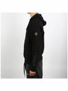 Logo Patch Brushed Cotton Hoodie Black - STONE ISLAND - BALAAN 4