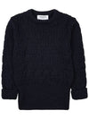 Merino Crisscross Cable Stitch Crewneck Knit Top Navy - THOM BROWNE - BALAAN 11