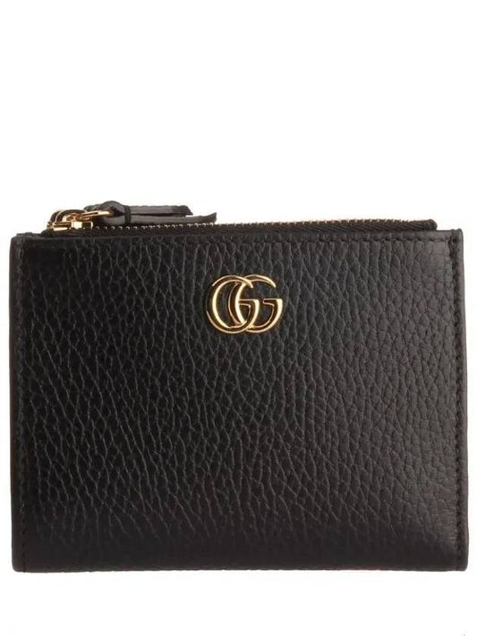 GG Gold Hardware Marmont Leather Zipper Bi-fold Wallet Black - GUCCI - BALAAN 2