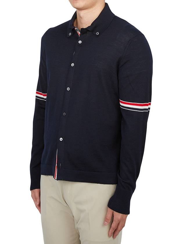 Merino Wool Armband Long Sleeve Shirt Navy - THOM BROWNE - BALAAN 4