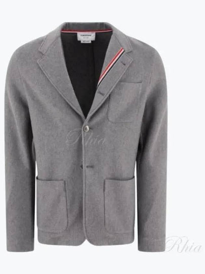 Cotton Blend Blazer Jacket Grey - THOM BROWNE - BALAAN 2