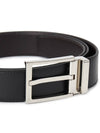 Silver Buckle Reversible Leather Belt Black - SALVATORE FERRAGAMO - BALAAN 7