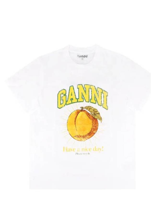 Women's Relaxed Peach Print Short Sleeve T-Shirt White - GANNI - BALAAN 3