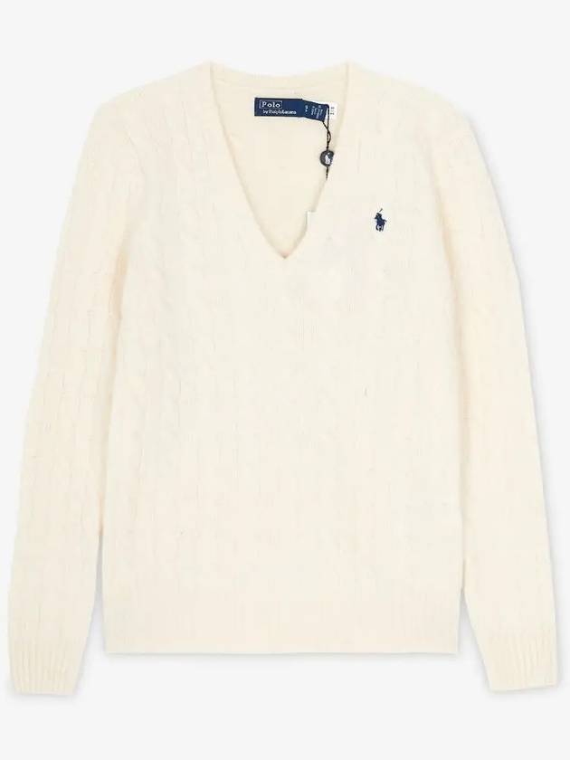 Kimberly Embroidered Logo Pony Cable Knit Top Cream - POLO RALPH LAUREN - BALAAN 3