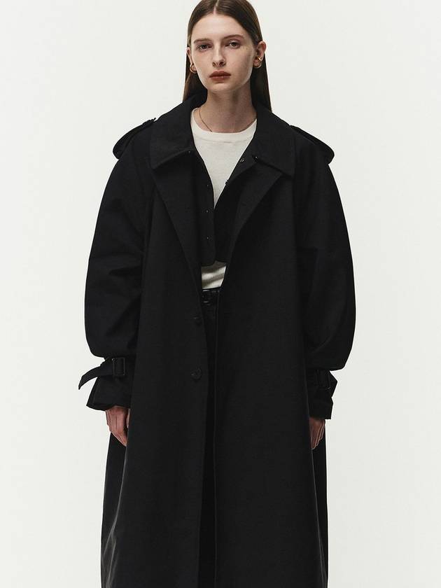 Pre order delivery September 30 Synthetic layered trench coat black - NOIRER FOR WOMEN - BALAAN 1