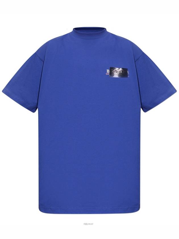 Gaffer Political Campaign Short Sleeve T-Shirt Blue - BALENCIAGA - BALAAN 6