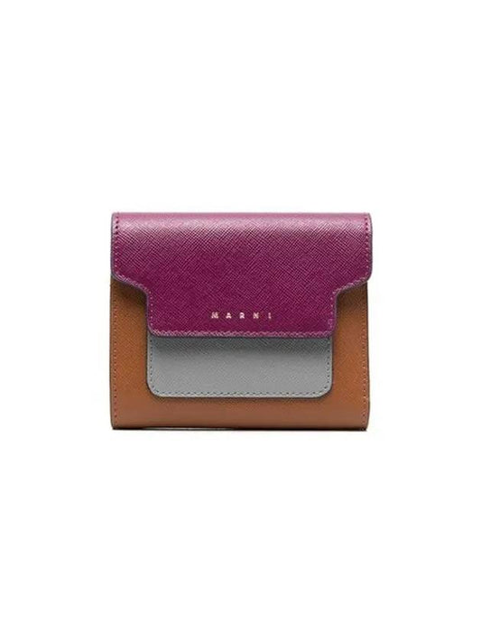 Saffiano Tri-Fold Half Wallet Purple - MARNI - BALAAN 2