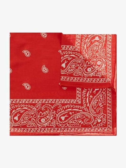 Paisley Heart Logo Print Muffler Red - AMI - BALAAN 2