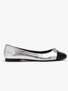 Metallic Effect Leather Cap Toe Ballet Flat Silver - TORY BURCH - BALAAN 2