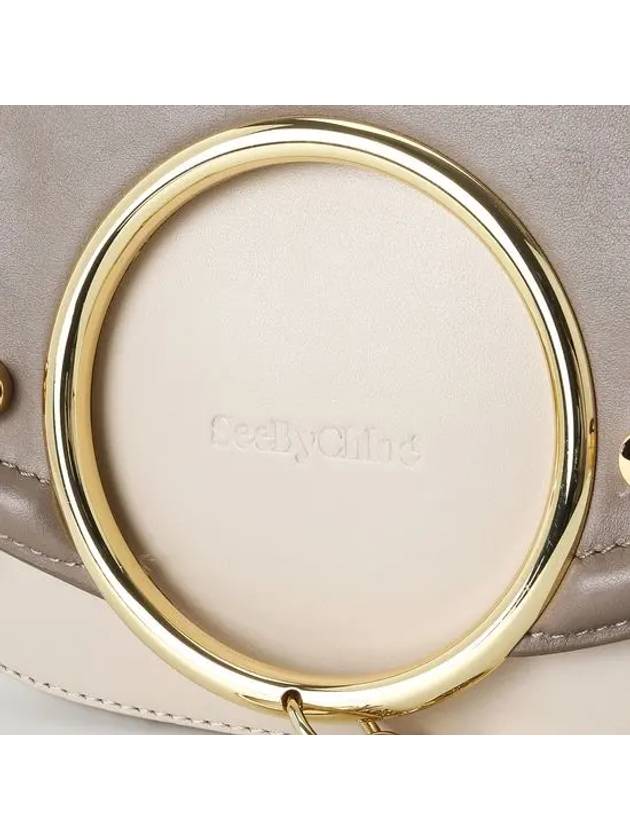 Two-Tone Smooth Leather Oversized Ring Mara Shoulder Bag Beige Ivory - CHLOE - BALAAN 7