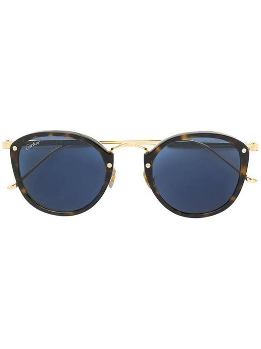 Eyewear C de Round Acetate Sunglasses Dark Blue - CARTIER - BALAAN 1