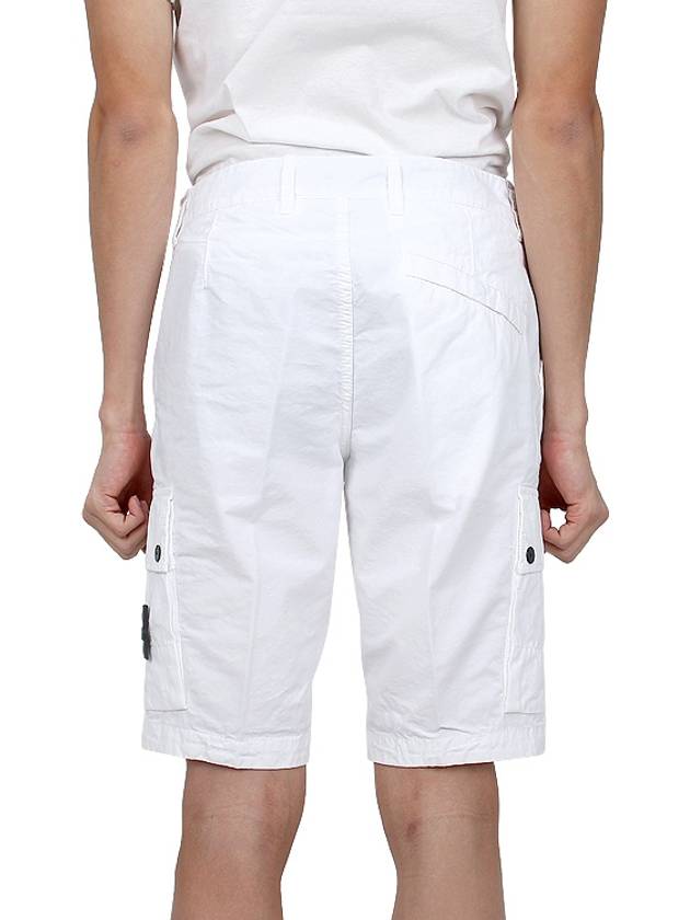 Logo Cotton Slim Cargo Shorts White - STONE ISLAND - BALAAN 6