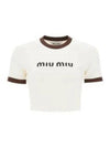 Logo Short Sleeve T-Shirt White - MIU MIU - BALAAN 2