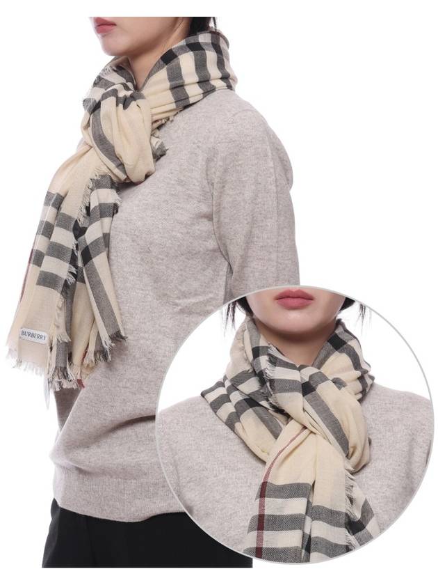 Checked Wool Scarf Beige - BURBERRY - BALAAN 3