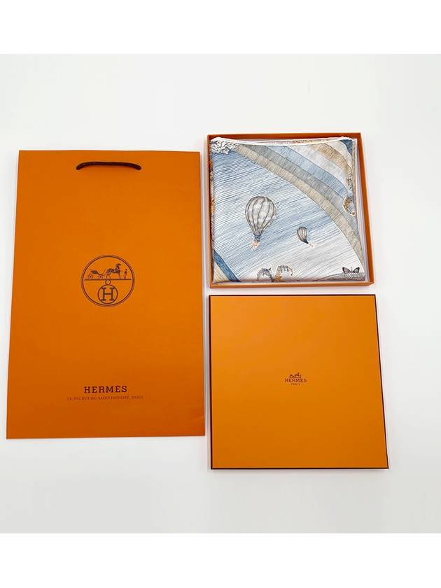 90 Les Folies Du Faubourg Silk Scarf Blue Jeans - HERMES - BALAAN 8