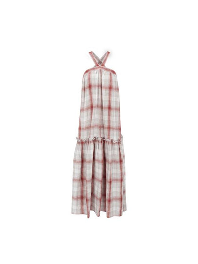 Linen Checked halter neck maxi dress - NARU KANG - BALAAN 2