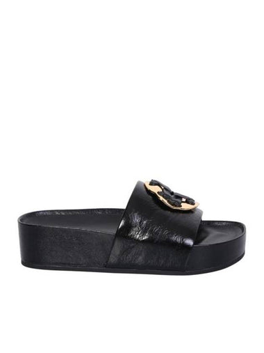 Double T Slide Slippers Black - TORY BURCH - BALAAN 1