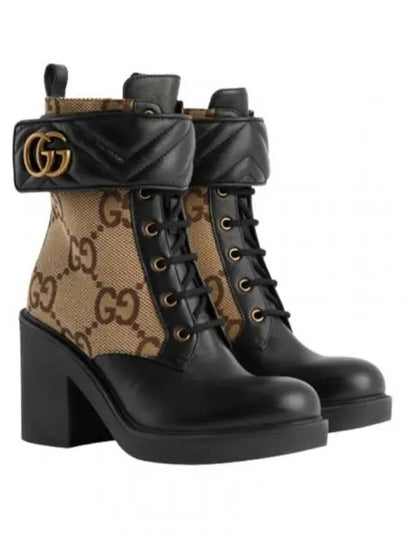 Women's Double G Canvas Middle Boots Camel - GUCCI - BALAAN 2