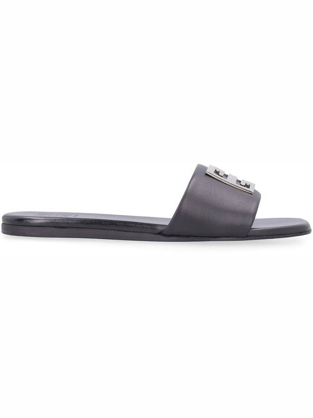 4G Silver Logo Leather Slippers Black - GIVENCHY - BALAAN 3