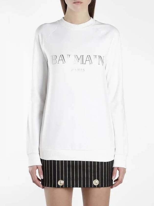 SS Silver Logo Sweatshirt White - BALMAIN - BALAAN 2