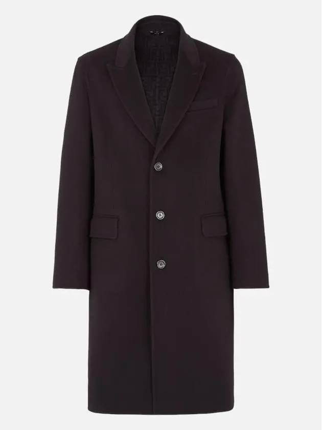 Men's FF Motifwool Single Coat Black Grey - FENDI - BALAAN 4