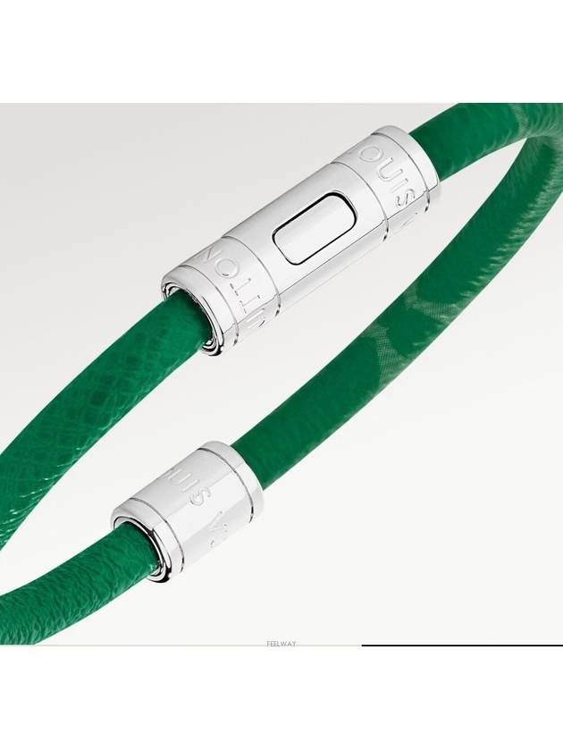 Neo Split Leather Bracelet Silver Green - LOUIS VUITTON - BALAAN 3