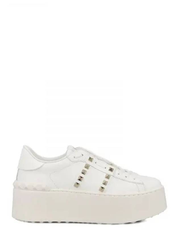 Rockstud Untitled Platform Calfskin Low Top Sneakers White - VALENTINO - BALAAN 2