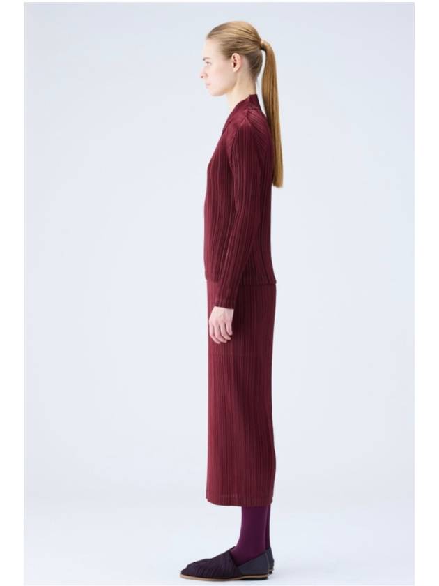 Pleats Please October 23 Monthly Color Burgundy Wine Brown Long Pleated Skirt JG144 - ISSEY MIYAKE - BALAAN 5