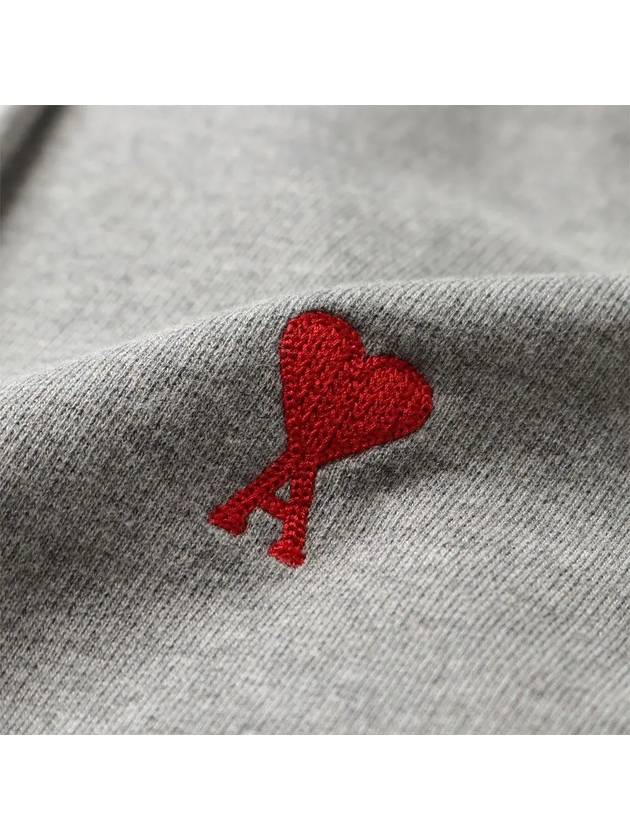 Heart Logo Cotton Hoodie Grey - AMI - BALAAN 5