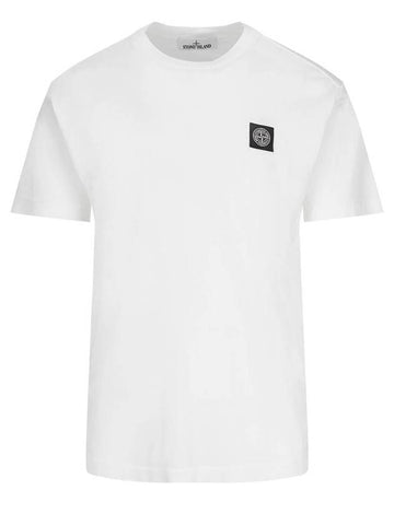 Logo Patch Short Sleeve T-Shirt White - STONE ISLAND - BALAAN 1