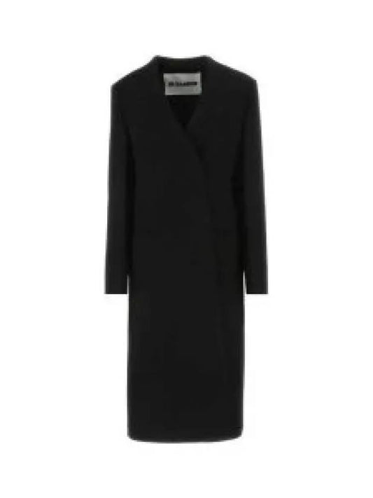 Long Sleeve Cashmere Single Coat Black - JIL SANDER - BALAAN 2