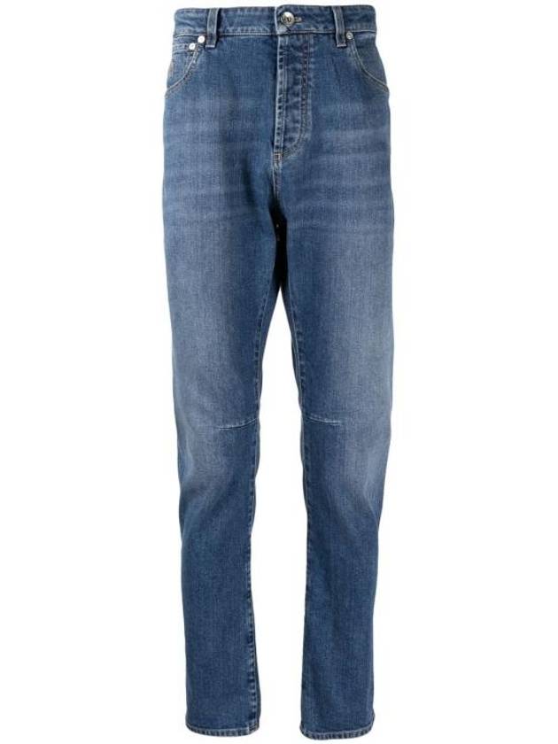 Low Rise Tapered Leg Denim Straight Jeans Dark Blue - BRUNELLO CUCINELLI - BALAAN 1