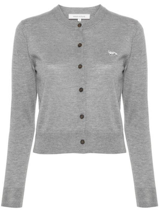 Baby Fox Patch Regular Cardigan Grey Melange - MAISON KITSUNE - BALAAN 1