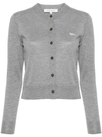 Baby Fox Patch Regular Cardigan Grey Melange - MAISON KITSUNE - BALAAN 1