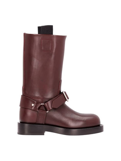 Saddle Leather Middle Boots Aubergine - BURBERRY - BALAAN 2